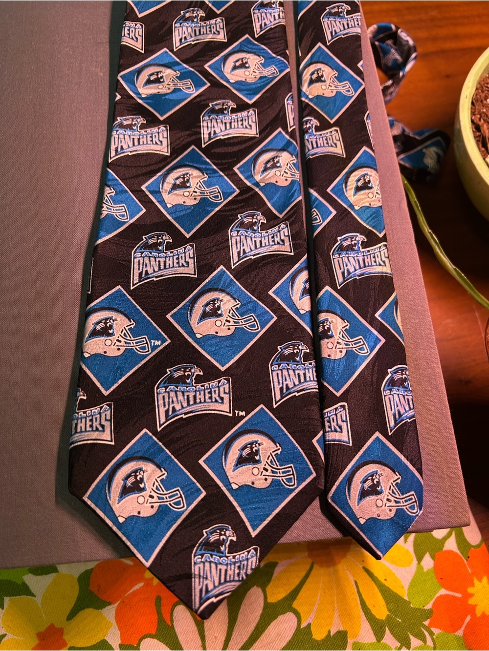 Carolina Panthers Black and Blue Logo Tie